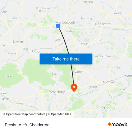 Preshute to Cholderton map