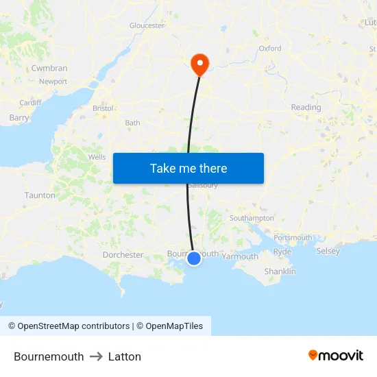 Bournemouth to Latton map