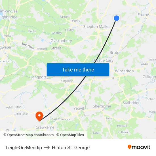 Leigh-On-Mendip to Hinton St. George map