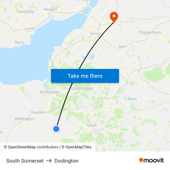 South Somerset to Dodington map