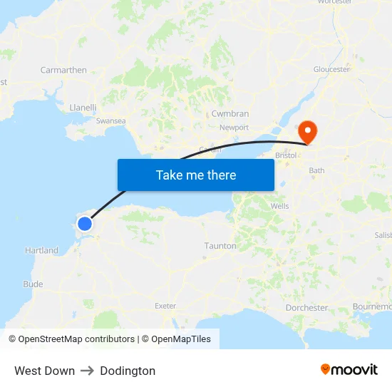 West Down to Dodington map