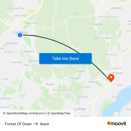 Forest Of Dean to Awre map