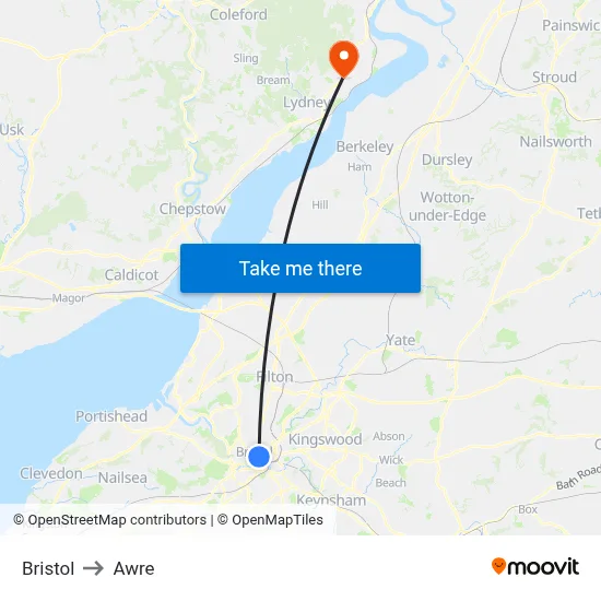 Bristol to Awre map