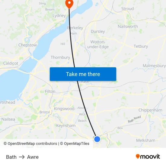 Bath to Awre map