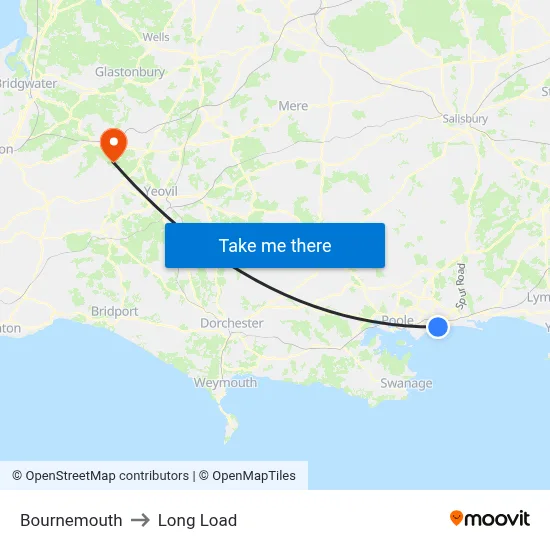 Bournemouth to Long Load map
