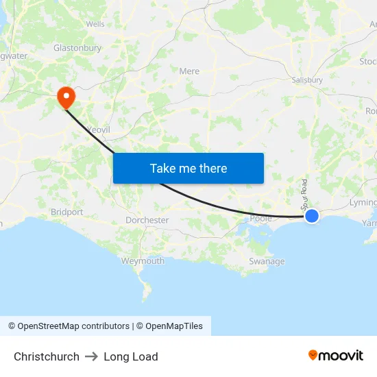 Christchurch to Long Load map