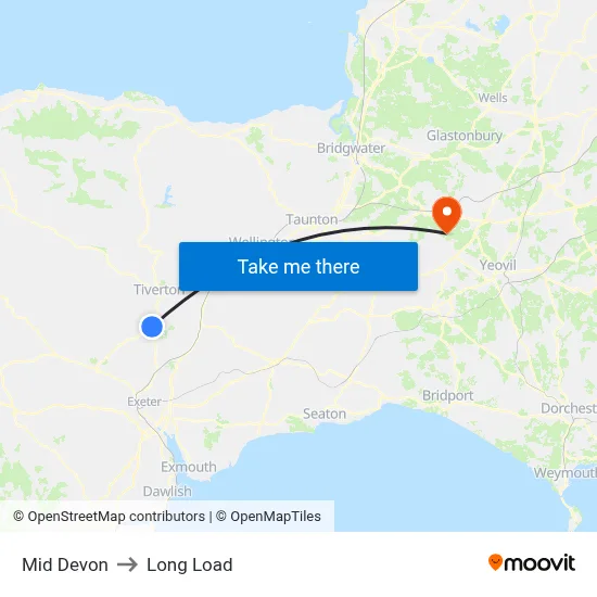 Mid Devon to Long Load map