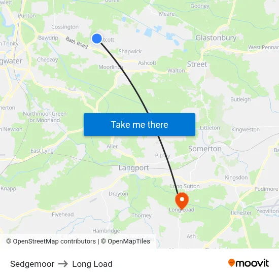 Sedgemoor to Long Load map