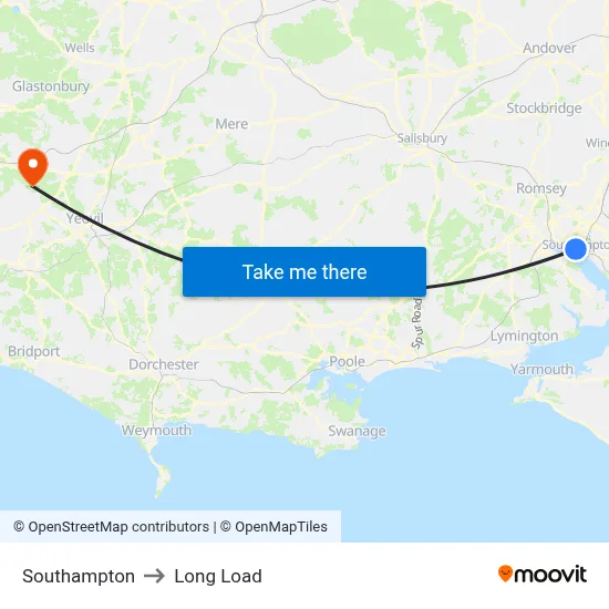 Southampton to Long Load map