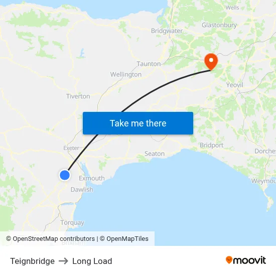 Teignbridge to Long Load map
