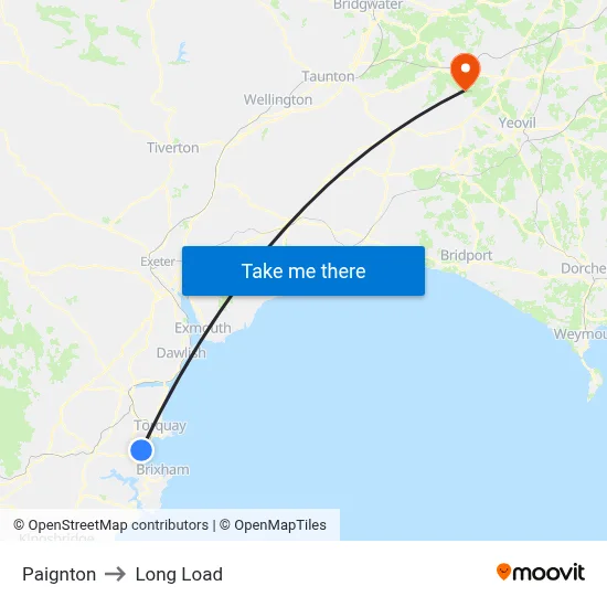 Paignton to Long Load map