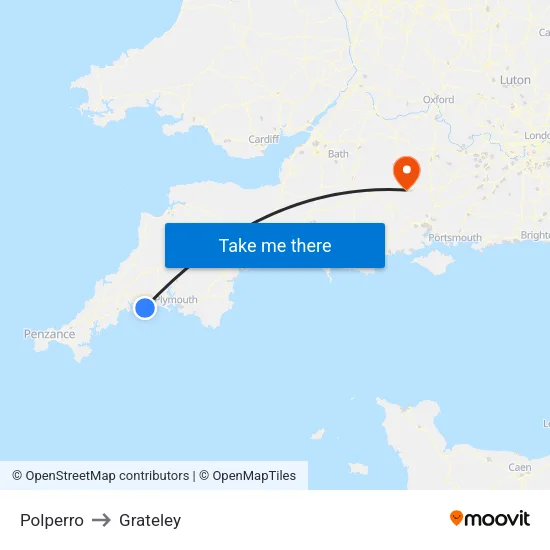 Polperro to Grateley map