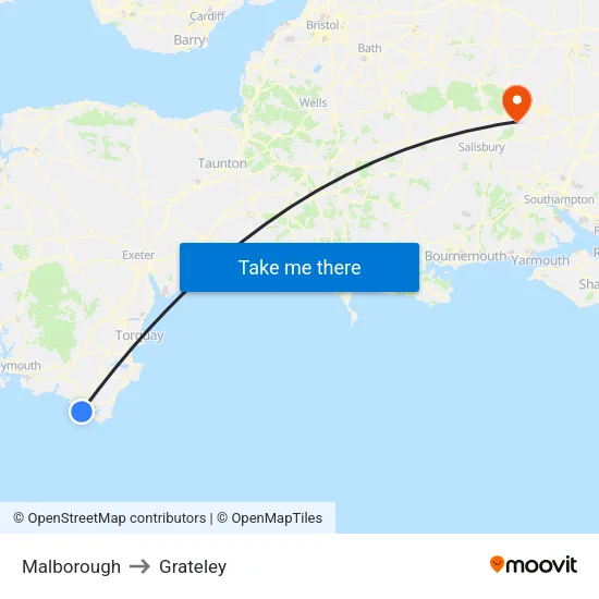 Malborough to Grateley map