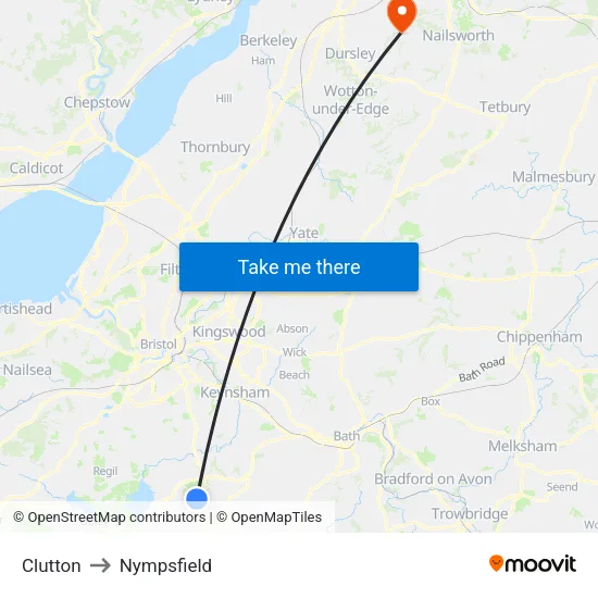 Clutton to Nympsfield map