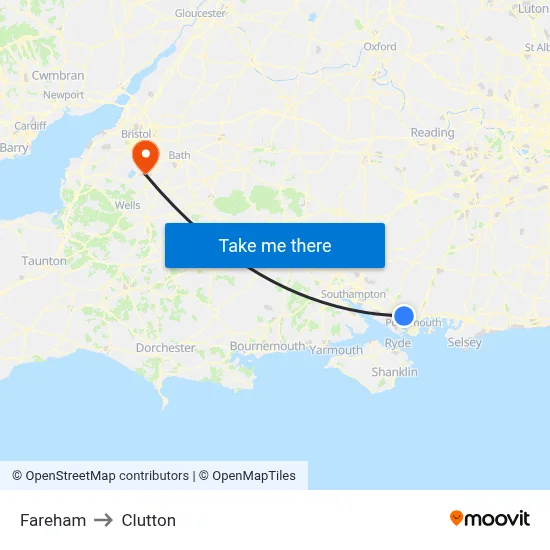 Fareham to Clutton map