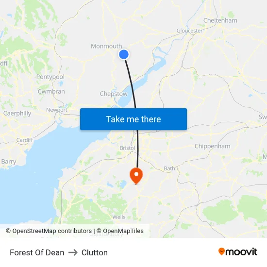 Forest Of Dean to Clutton map