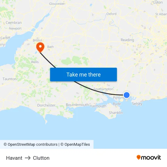 Havant to Clutton map