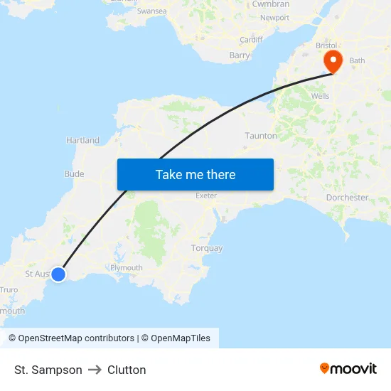 St. Sampson to Clutton map