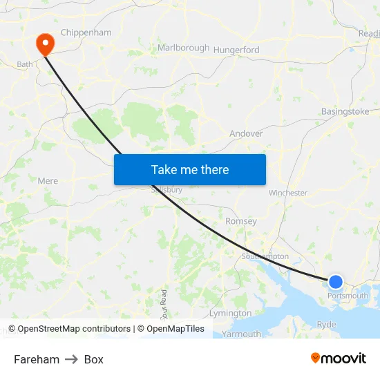 Fareham to Box map
