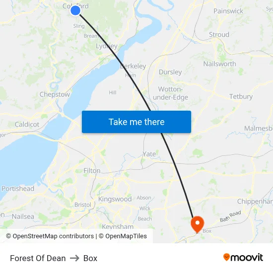Forest Of Dean to Box map