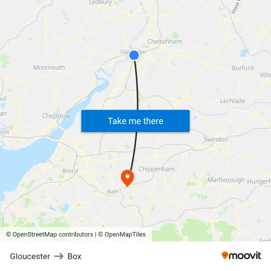Gloucester to Box map
