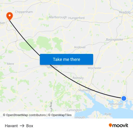 Havant to Box map