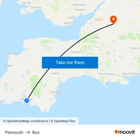 Plymouth to Box map