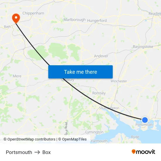 Portsmouth to Box map