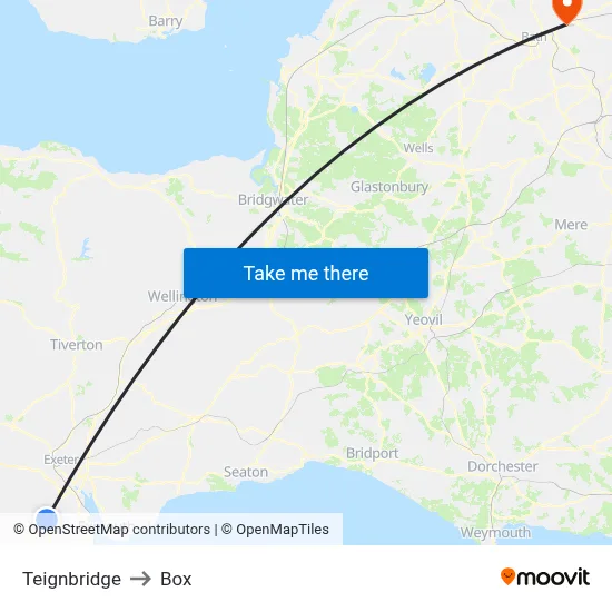 Teignbridge to Box map