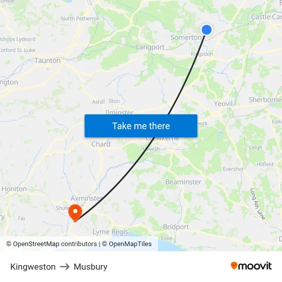Kingweston to Musbury map