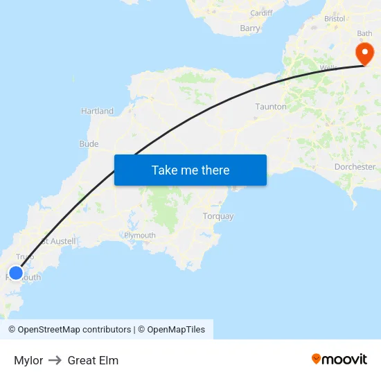 Mylor to Great Elm map
