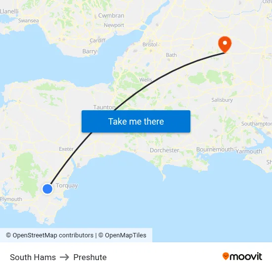 South Hams to Preshute map