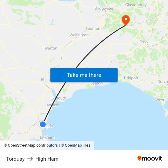 Torquay to High Ham map