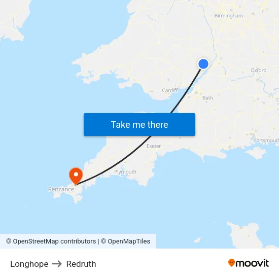 Longhope to Redruth map
