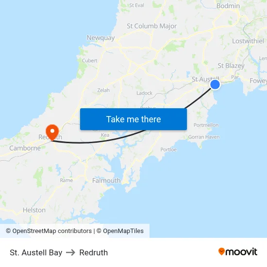 St. Austell Bay to Redruth map