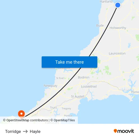 Torridge to Hayle map