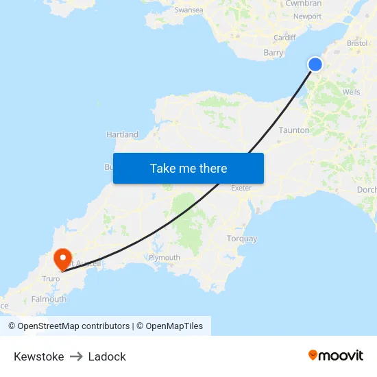Kewstoke to Ladock map