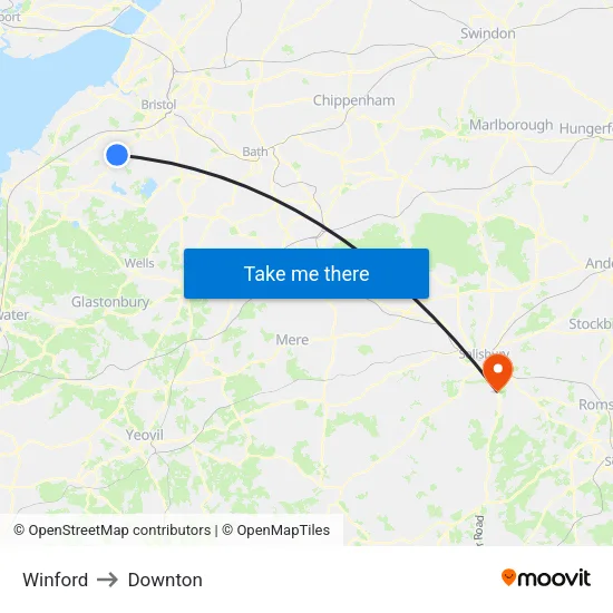Winford to Downton map