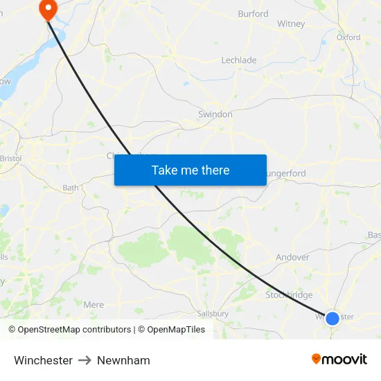 Winchester to Newnham map