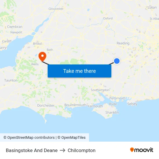 Basingstoke And Deane to Chilcompton map