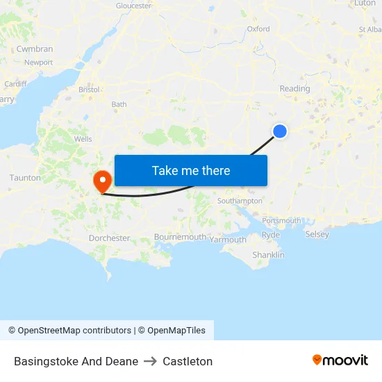 Basingstoke And Deane to Castleton map