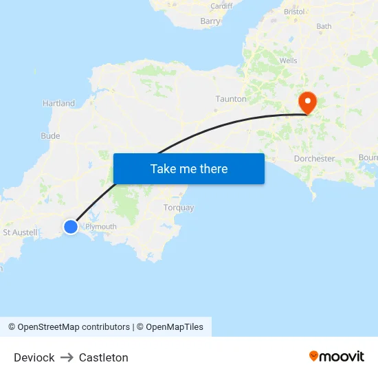 Deviock to Castleton map