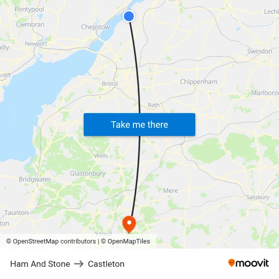 Ham And Stone to Castleton map