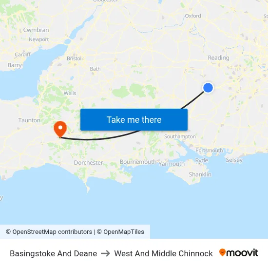 Basingstoke And Deane to West And Middle Chinnock map