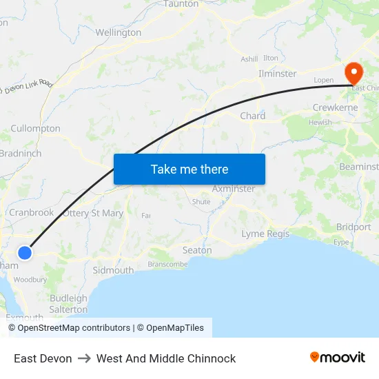 East Devon to West And Middle Chinnock map
