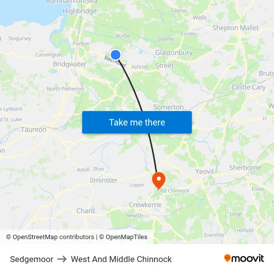 Sedgemoor to West And Middle Chinnock map