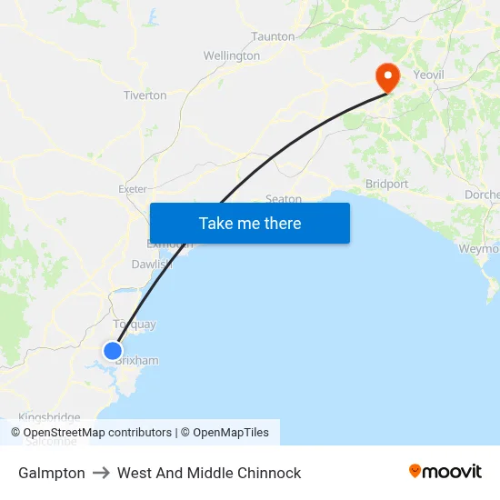 Galmpton to West And Middle Chinnock map