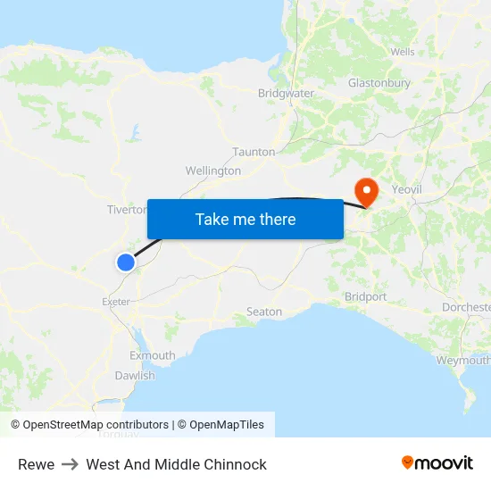 Rewe to West And Middle Chinnock map