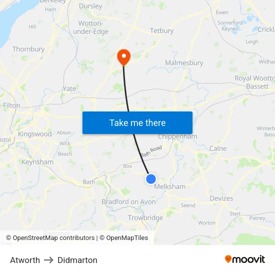 Atworth to Didmarton map