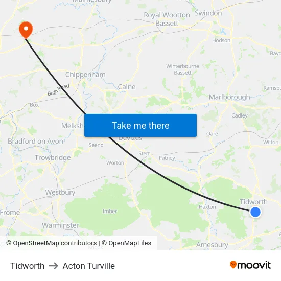 Tidworth to Acton Turville map